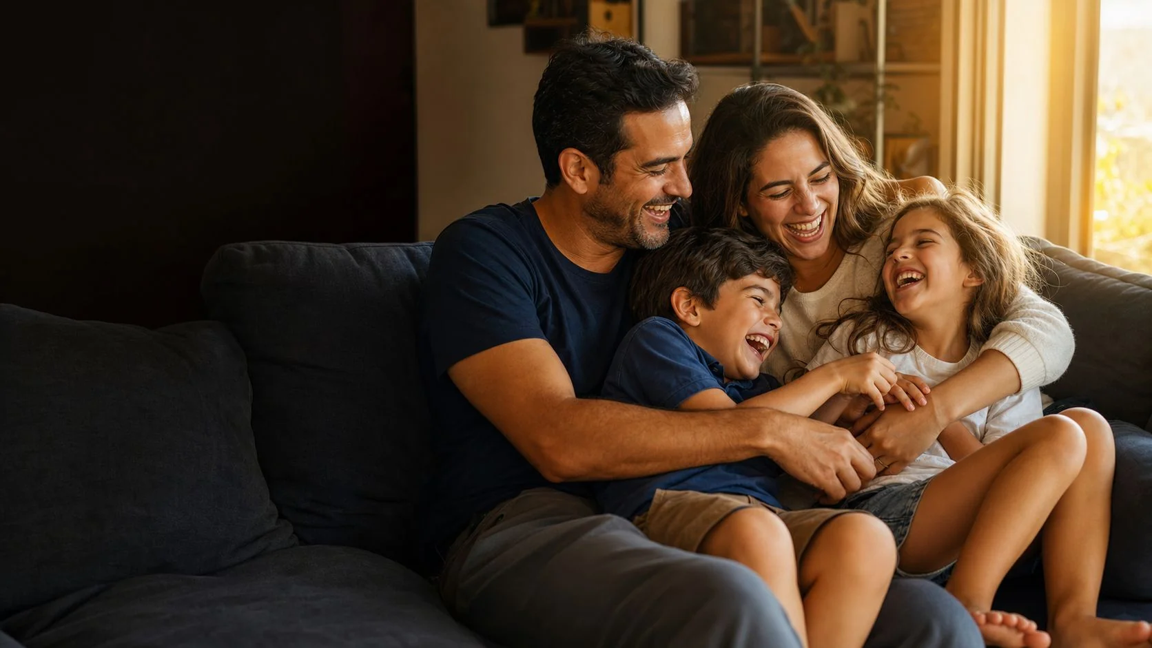 Médico com a família em casa, com tempo livre